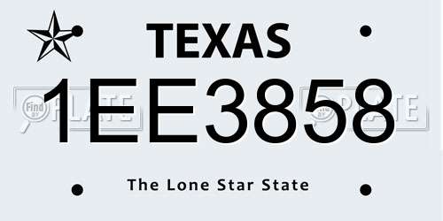 1EE3858 Texas License Plate