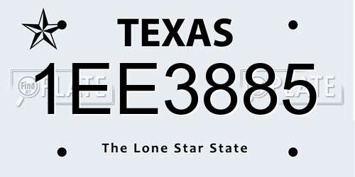 1EE3885 Texas License Plate
