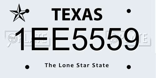 1EE5559 Texas License Plate