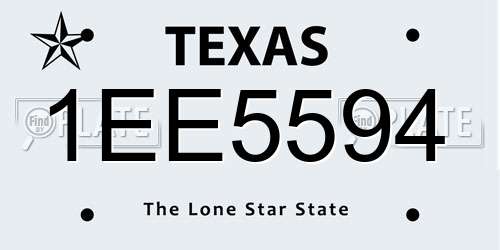 1EE5594 Texas License Plate