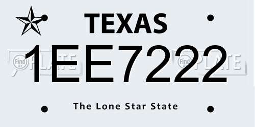 1EE7222 Texas License Plate
