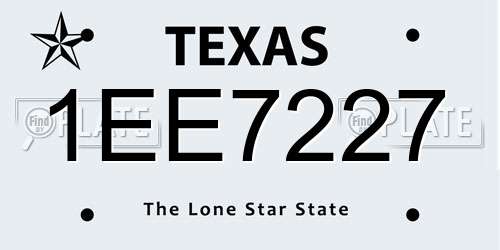 1EE7227 Texas License Plate