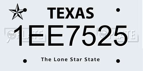 1EE7525 Texas License Plate