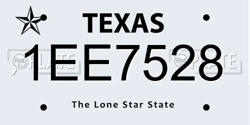 1EE7528 Texas License Plate