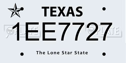 1EE7727 Texas License Plate