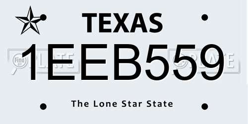 1EEB559 Texas License Plate