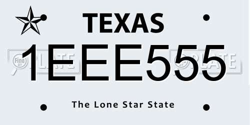 1EEE555 Texas License Plate