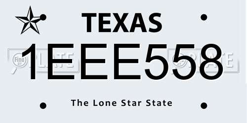 1EEE558 Texas License Plate