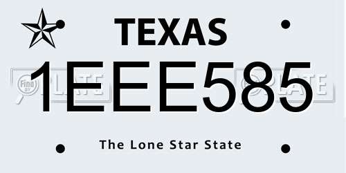 1EEE585 Texas License Plate