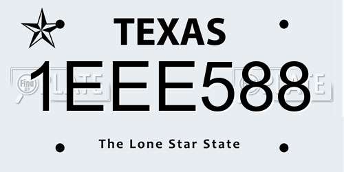 1EEE588 Texas License Plate