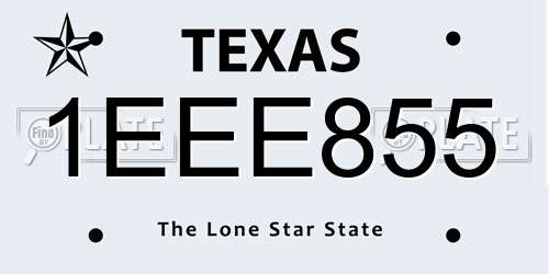 1EEE855 Texas License Plate