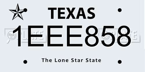 1EEE858 Texas License Plate