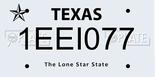 1EEI077 Texas License Plate