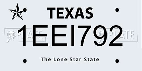 1EEI792 Texas License Plate