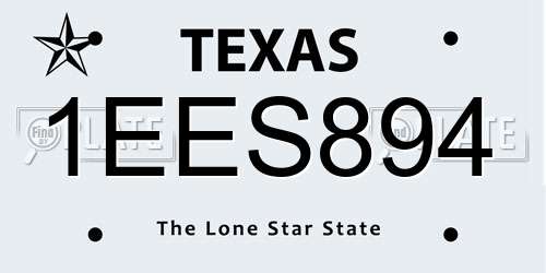 1EES894 Texas License Plate
