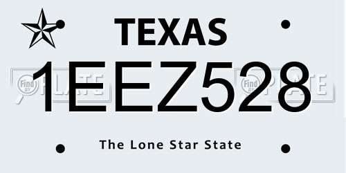 1EEZ528 Texas License Plate