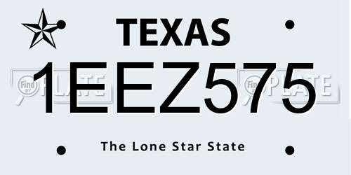 1EEZ575 Texas License Plate