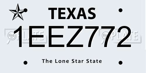 1EEZ772 Texas License Plate