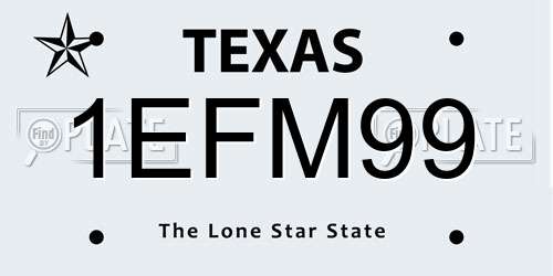 1EFM99 Texas License Plate