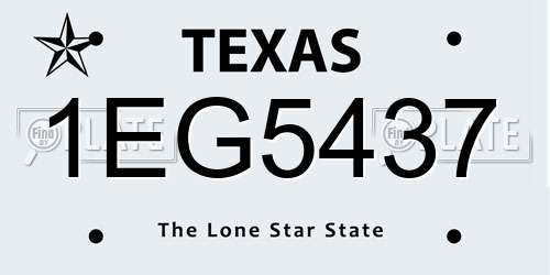 1EG5437 Texas License Plate