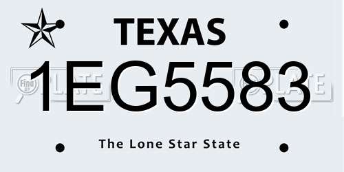 1EG5583 Texas License Plate