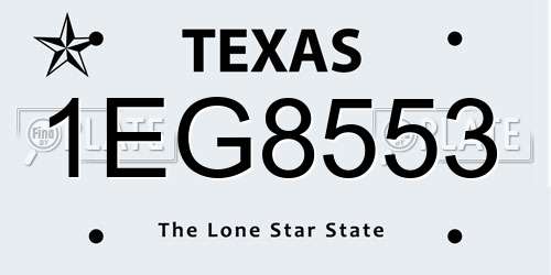 1EG8553 Texas License Plate