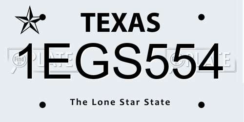 1EGS554 Texas License Plate