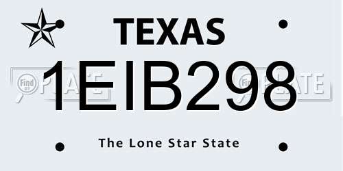 1EIB298 Texas License Plate
