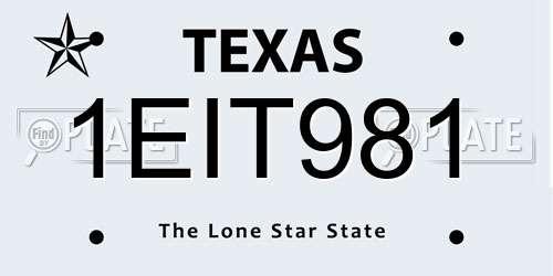 1EIT981 Texas License Plate