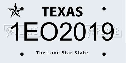 1EO2019 Texas License Plate