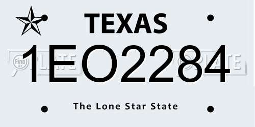 1EO2284 Texas License Plate