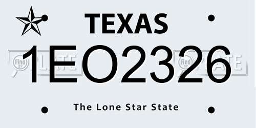 1EO2326 Texas License Plate