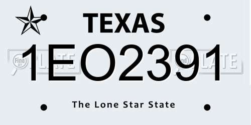 1EO2391 Texas License Plate
