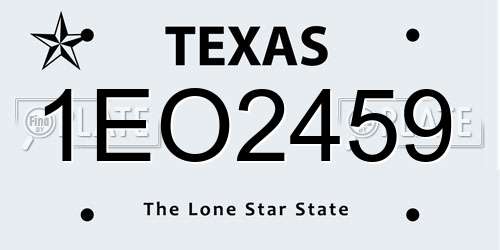1EO2459 Texas License Plate