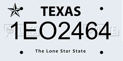 1EO2464 Texas License Plate