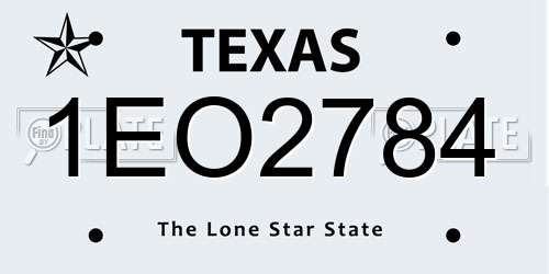 1EO2784 Texas License Plate