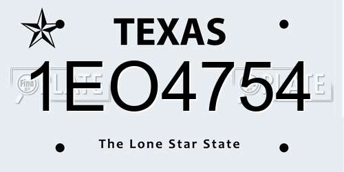 1EO4754 Texas License Plate