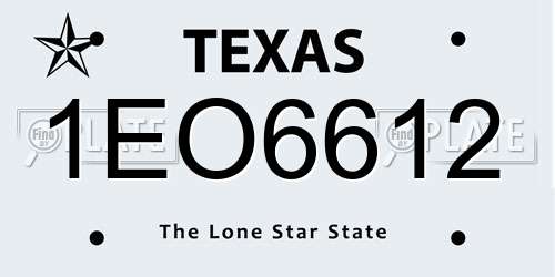 1EO6612 Texas License Plate