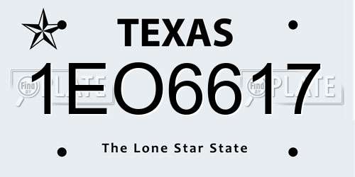1EO6617 Texas License Plate