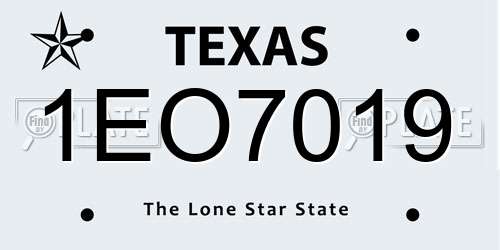1EO7019 Texas License Plate
