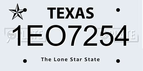 1EO7254 Texas License Plate