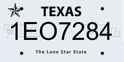 1EO7284 Texas License Plate