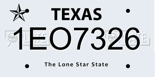 1EO7326 Texas License Plate