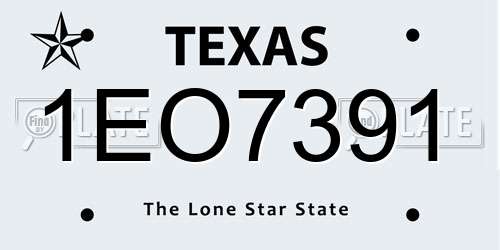 1EO7391 Texas License Plate