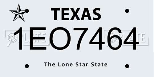 1EO7464 Texas License Plate