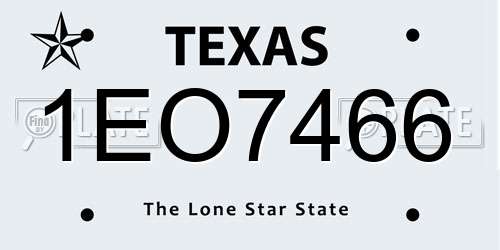 1EO7466 Texas License Plate