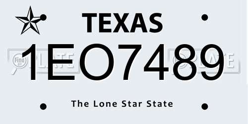1EO7489 Texas License Plate