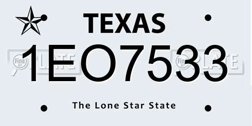 1EO7533 Texas License Plate