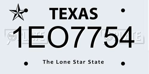 1EO7754 Texas License Plate