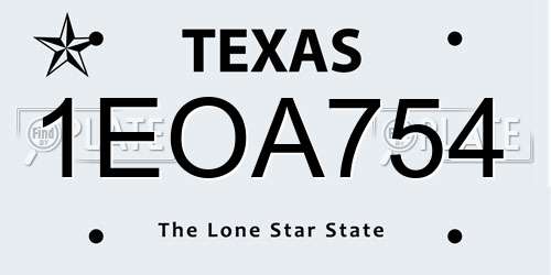1EOA754 Texas License Plate